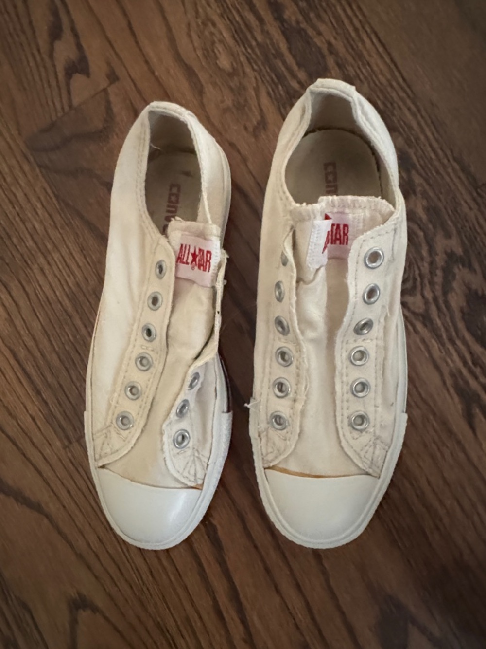 Converse Kids Slip-On Canvas Sneakers in Off-White
